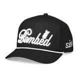 Bombed Puffy Embroidered Black Golf Rope Hat
