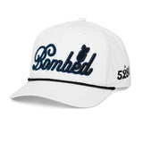 Bombed Puffy Embroidered White Golf Rope Hat