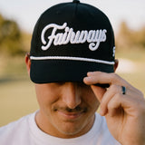 Fairways Puffy Embroidered Black Golf Rope Hap