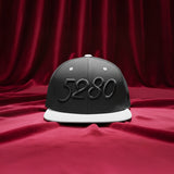 5280 Puffy Black Embroidered Snapback Hat