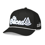 Sliced Puffy Embroidered Black Golf Rope Hat