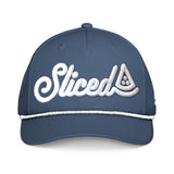 Sliced Puffy Embroidered Blue Golf Rope Hat
